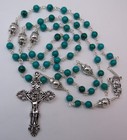Unbreakable Handmade Catholic Rosary Turquoise   Silver  Silver Plated Crucifix