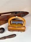 Lot Of 5 Antique Wooden Weaving Tools - Batten Shuttles heddle Hooks 