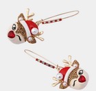 Betsey Johnson  Santa Baby Winking Reindeer Embellished Dangle Earrings New  58