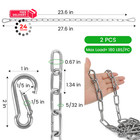 Urkupoo 2 Pack Outdoor Gate Chain Lock With 4 Carabiners  Adjustable Silver