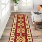 Custom Size Hallway Runner Rug Non Slip Rubber Back Red Bohemian Oriental