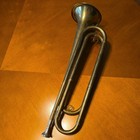 Vtg Brass U s Regulation Bugle Horn Instrument W  Mouthpiece Military 17 