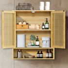 Large Bathroom Wall Cabinet Wooden Storage Cupboard With 2 Doors And Open Shelve