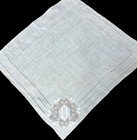 Vintage Linen White Monogram  d  Wedding Handkerchief   261