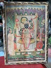 Antique Old Handmade Hindu God Shrinath Ji Lithograph Religious Print Frame 14 5