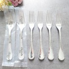 Christofle Rubans Silverplated Flatware Dessert Fork 6pcs Near Mint