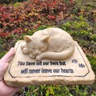 Cat Memorial Stones Grave Markers With A Sleeping Cat Statue On The Top - Cat   
