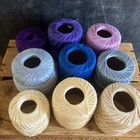 Lot Of 9 Assorted Crochet Thread In Shades Of Blue  Purple  White Colors Partial