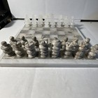 Vintage Mexican Onyx Marble Chess Set 8 X 8 Hand Carved Stone Complete