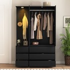 2 Doors Wardrobe With Mirror Armoire Closet Storage Cabinet  Shelves  6 Drawers