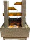 Tabletop Water Fountain Cascading Bamboo With Natural River Rocks   Led Lights