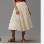 Maeve Anthropologie Drop-waist Wrap Midi Skirt Ivory Nwt Msrp  138 Size 12