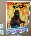 Smokey The Bear -- Saving Deer From Forest Fire -- Embossed Tin Metal Sign -nice