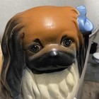 Vintage Crest Mold Ceramic Hand Painted Large Pekingese Dog Puppy Figurine 