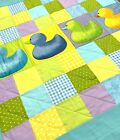 Baby Quilt Handmade Boy Or Girl Blue Yellow Green Ducks  Patchwork Blanket  New