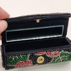 Vintage Beaded Lipstick Holder Case With Mirror - Multicolor Beads