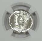 1944-d Mercury Dime Certified Ngc Ms 66 Full Bands Silver 10c