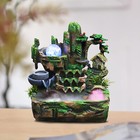 Indoor Water Fountain Led Light Tabletop Resin Rockery Fengshui Waterfall Decor