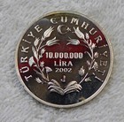2002 Turkey 10000000 Lira     925 Silver Coin   Mevlana Celaleddin - I Rumi