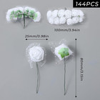 144pcs Mini Artificial Rose Flower Heads And Soft Stem Small White Flowers Wi   