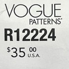 Pattern - Vogue R12224 - Misses Dress 2 Lengths- B5  8 10 12 14 16  Newuncut