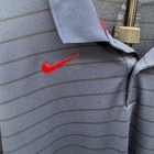 Nike Dri-fit Mens Xxl Navy Blue Striped Short Sleeve Golf Polo Shirt Red Swoosh