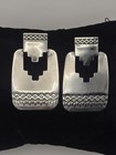 Vintage Southwestern Quoc Turquoise Sterling S925 Rectangle Dangle Earrings Post