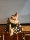 Brown Plush Teddy Bear With Plaid Dress   Hat  Black Eyes  Single Unit
