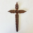 Cast Iron Wall Cross Retro Leaf Pattern 11   x7   