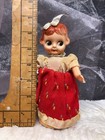 Vtg Wind Up Tin Celluloid Kewpie Girl Doll Toy Japan Googly Dancing Bow Big Eye
