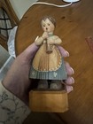 Vintage 1950s Anri Wood Carved Woman Playing Flute Figurine Sculpture Italy 5 5   