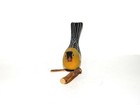 American Goldfinch Bird Wood Carving Signed Drolo 1992 Yellow Black Bird Carved