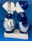 Vintage Blue White Delft Miniature Tea Set   Dutch Shoes   Kissing Couple