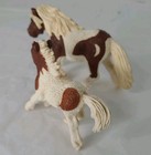 Vintage Retired Schleich Shetland Pony Mare 2004   Foal 2005 Horse Figure Set 