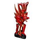 Balinese Garuda Hand Carved Wood Statue Red Gold Painted Indonesian Folk Art 6in