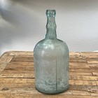 Antique Mold Blown Aqua Blue Large Demijohn Bottle 13 25    1900 s