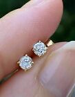 Pretty 14k Yellow Gold Solitaire Studs Earrings Round Cut 1ct Lab Grown Diamond