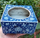 Fine Chinese Collectable Art Hand Blue White Porcelain Flowers Plants Wash