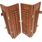 Wood Interior Louver Plantation Window Shutters Pair 18 1 2  Tall X 24  Wide