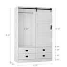 Armoire Closet Wooden Wardrobe Storage Cabinet W rod Barn Door 4 Drawers shelves
