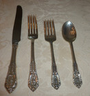 Vintage Wallace Sterling Silver 4 Piece Setting  Rose Point One Place Setting 
