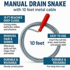 Manual Drain Snake Auger 10 Ft Pipe Clog Remover For Sink Tub Shower Toilet