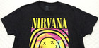 Nirvana Tie-dye Smiley Face Men s Medium T-shirt Cobain Grunge Band Music Black