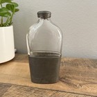 Antique 1800 s H a g    Co Ltd English Glass   Pewter Whiskey Hip Flask 6  Tall