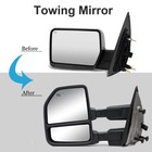 Tow Mirrors 2004-2014 Ford F150 Heated Led Turn Signal Puddle Light Chrome Cap