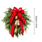 Christmas Wreath With Ribbon Bell For Front Door 30cm Greenery Wreath Pine 