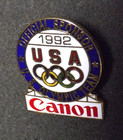 1992 Barcelona Summer Olympics Canon Cameras Sponsored Lapel Pin Us Olympic Team