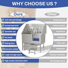 Dog Washing Station Grooming Bath Tub Pet Wash Stainless Steel With Stairs New