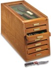 Collectors Cabinet Solid Wood Knives Coin Watches Elegant Display Case Glass Top