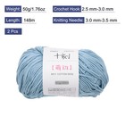 Cotton Yarn soft Knitting Yarn-2 Packages Of 100g 3 52oz  Light Blue